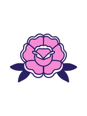 Dövme stili dekoratif bir çiçeğin çizgi filminin dönen hareketi