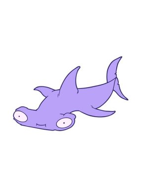 Çizgi film çekiç başlı köpekbalığının hareketli animasyonu