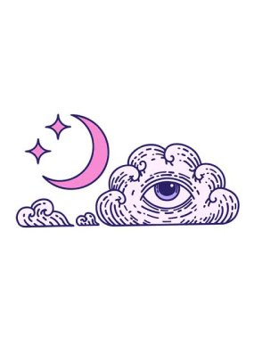 Ay yıldızlarının hareketli animasyonu ve bulut dövmesi tasarımı