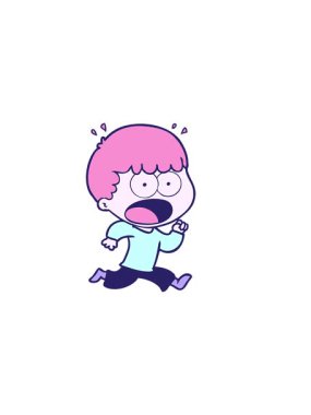 Çizgi filmin yatay titreşimli animasyonu adamı şok etti ve kaçtı.