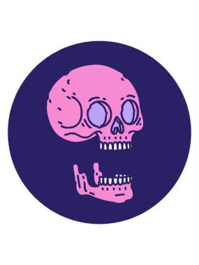 Bir kafatası çiziminin ikonik dövme biçiminin canlandırma efekti