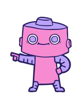 Çizgi film cyborg tasarımının hareketli animasyonu