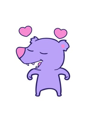 dönen kalp animasyonu çizgi film Kawaii ayı tasarımı