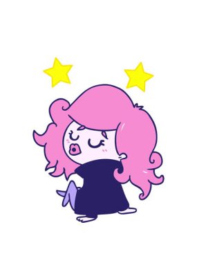 Şirin bir kawaii kızının serbest çizim çiziminin dönen yıldız animasyonu