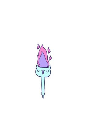 Çizgi filmdeki yanan meşalenin hareketli animasyonu