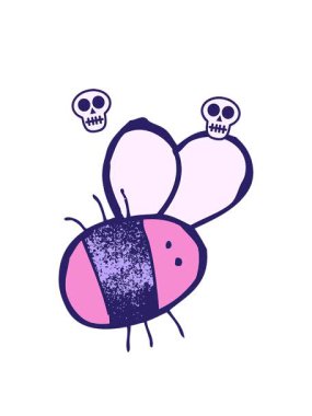 Çizgi film karakteri küçük arıların kafatası animasyonları