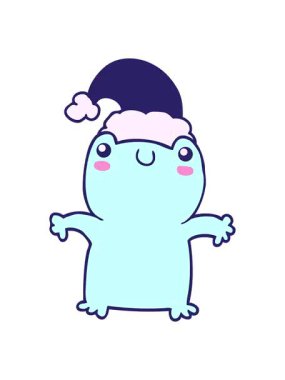 Noel şapkası takan sevimli kurbağa çizgi filminin animasyonu