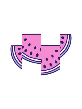 Karpuz karpuzunun el çizimi animasyonu bölünüyor