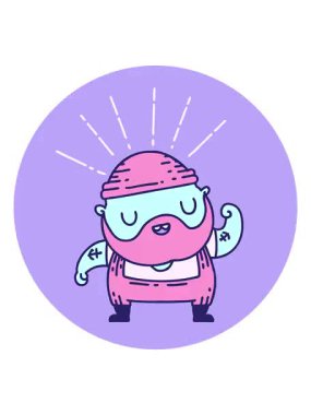 Dövme stili sakallı bir adamın kol kaslarını esneten ikonunun canlandırma efekti