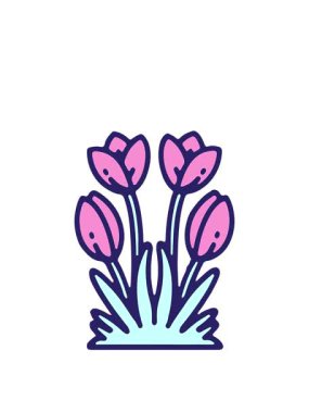 Sevimli lale çiçeği illüstrasyonunun animasyonunu genişletiyor