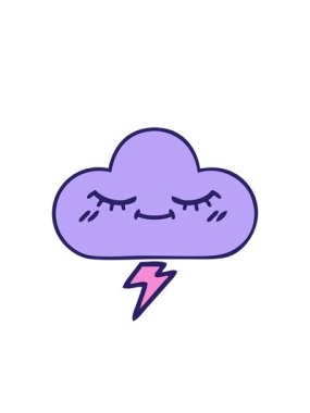 Yanıp sönen radyal çizgiler bir fırtına bulutunun sevimli çizgi filmlerinin animasyonu