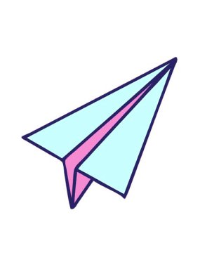 Kağıt uçağın sevimli çizgi filminin hareketli animasyonunu oynat