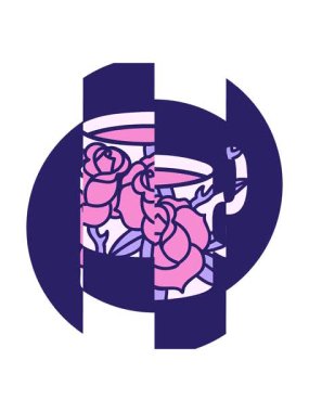 Bir kupa ve çiçeğin canlandırmasının bölünen hareketi