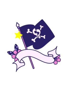 Parlayan yıldızlar dövmenin animasyonunu korsan bayrağı ile etkiler.