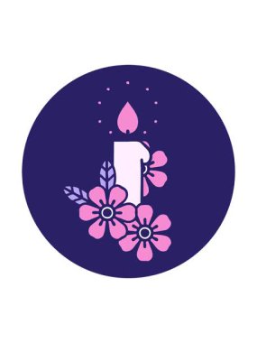 Bir mum ve çiçeğin dövmesel görüntüsünün dönen hareketi