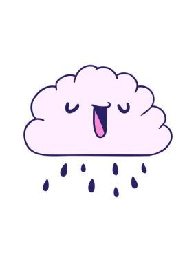 Çizgi film illüstrasyonunun basınçlı animasyonu kawaii hava yağmuru bulutu