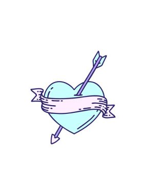 Yıldız patlaması etkisi animasyonu. Okun kalbi ve sancağının geleneksel stili.