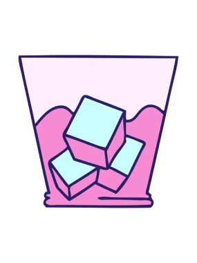 Elle çizilen tuhaf karikatür viski ve buzun pixelize etkisi