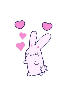 Aşık çizgi film tavşanının dönen kalp animasyonu