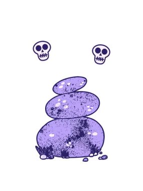 dönen kafatasları büyük istiflenmiş taşların animasyonu