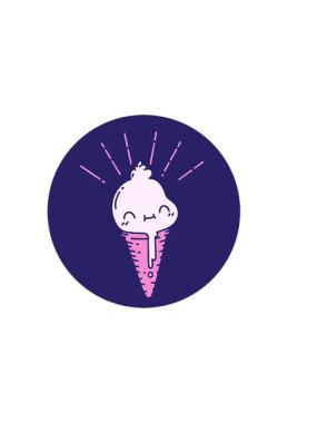 Dövme stili dondurma karakterinin yatay titreşimli animasyonu