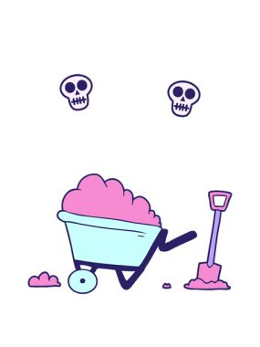 Çizgi film el arabasının kafatası animasyonu