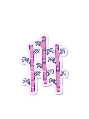 Bir çizgi film bambu çıkartmasının yanıp sönen radyal çizgileri.