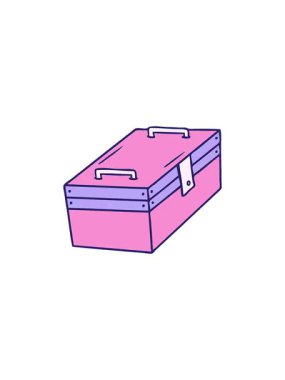 Metal bir alet kutusunun el çizimi çizgi film karalamalarının gösterişli satış animasyonu