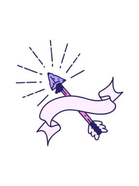 Dövme stili eski çakmaktaşı ucu oklu kaydırma flamasının dönen hareket animasyonu