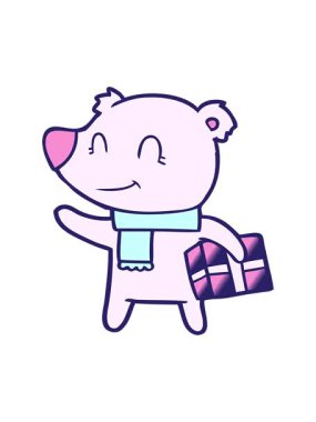 Bir kutup ayısının hareketli animasyonu ve noel karikatürü.