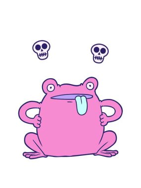 Çizgi film karakurbağasının kafatası animasyonu