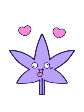 dönen kalpler marihuana yaprağının sevimli çizgi filminin animasyonu