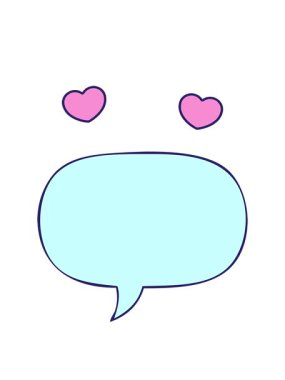 Konuşma baloncuklu konuşma baloncuğunun dönen kalpleri