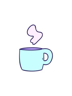 el çiziminin radyoaktif parlayan animasyonu dumanı tüten sıcak bir içeceğin karikatürü.