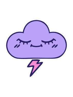Fırtına bulutu çiziminin sevimli karikatürünü salla ve durdur