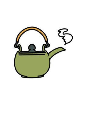 Kalkın ve sıcak Japon çay demliğinin animasyonunu yüzdürün