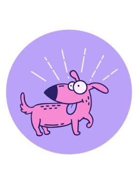 Dövme stili mutlu köpeğin hareketli animasyonu