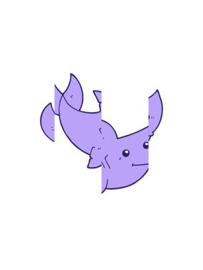 Köpekbalığı çizgi filminin bölünen hareketi