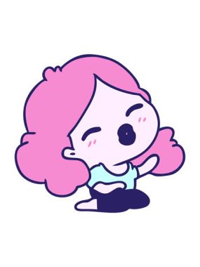 Şirin Kawaii kızı serbest stil çizgi filminin ışık efekti.