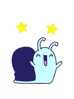 dönen yıldızlar çizgi film animasyonu kawaii mutlu tatlı salyangoz