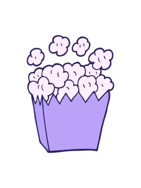 Çizgi film karikatür karalama sinemasının patlamış mısırın animasyonunu görüntüle