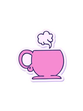 Garip bir el çizimi çizgi film sıcak içeceği çıkartmasının radyoaktif parlayan animasyonu