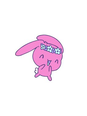 Kawaii sevimli tüylü tavşanın yatay titreşimli animasyonu