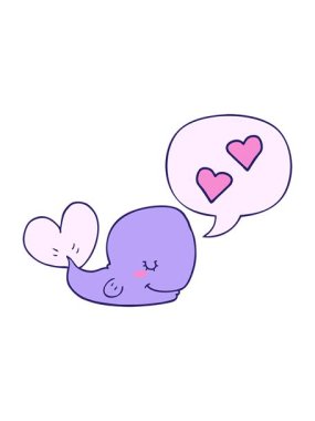 Konuşma balonuna aşık çizgi film balinasının basınçlı animasyonu