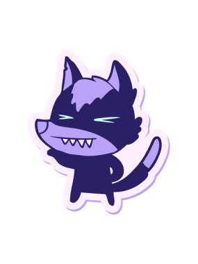 Kızgın kurt çizgi film çıkartmasını salla ve durdur.