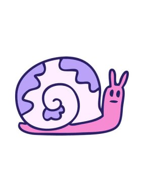 El hareketlerinin titreyen animasyonu çizilmiş tuhaf çizgi film salyangozu