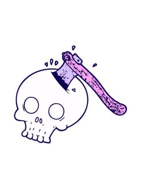 Kafatasında çizgi film baltası animasyonu