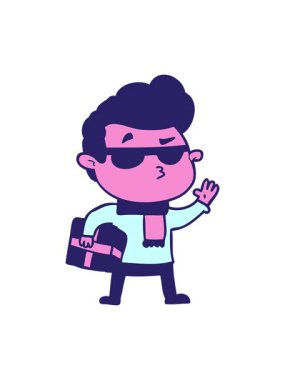 Havalı bir adamın çizgi filminin ışık efekti.