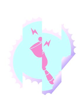 Çalan bir el çanının dairesel kabuk soyma sticker karikatürünü bölme hareketi.