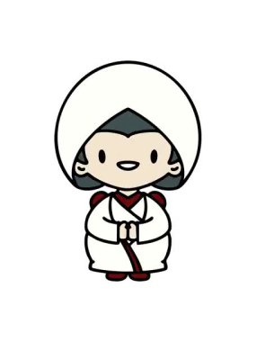 Geleneksel düğün kıyafetleri içindeki Japon kadının titreyen animasyonu.